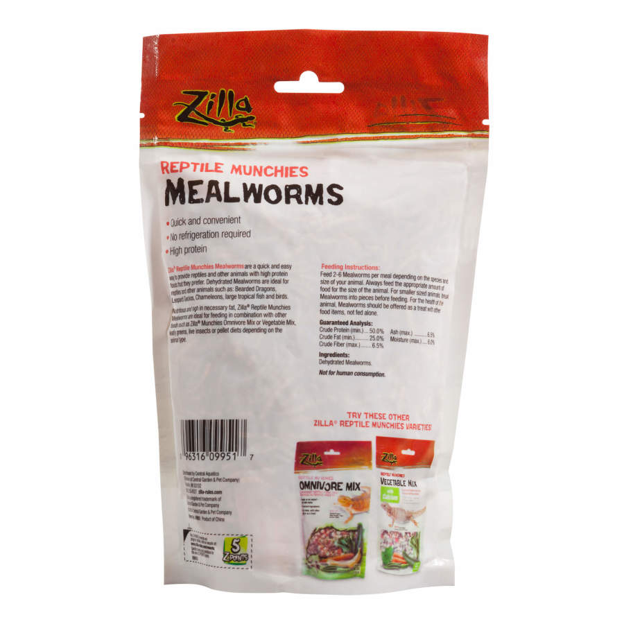 Zilla Reptile Munchies Mealworms package detail