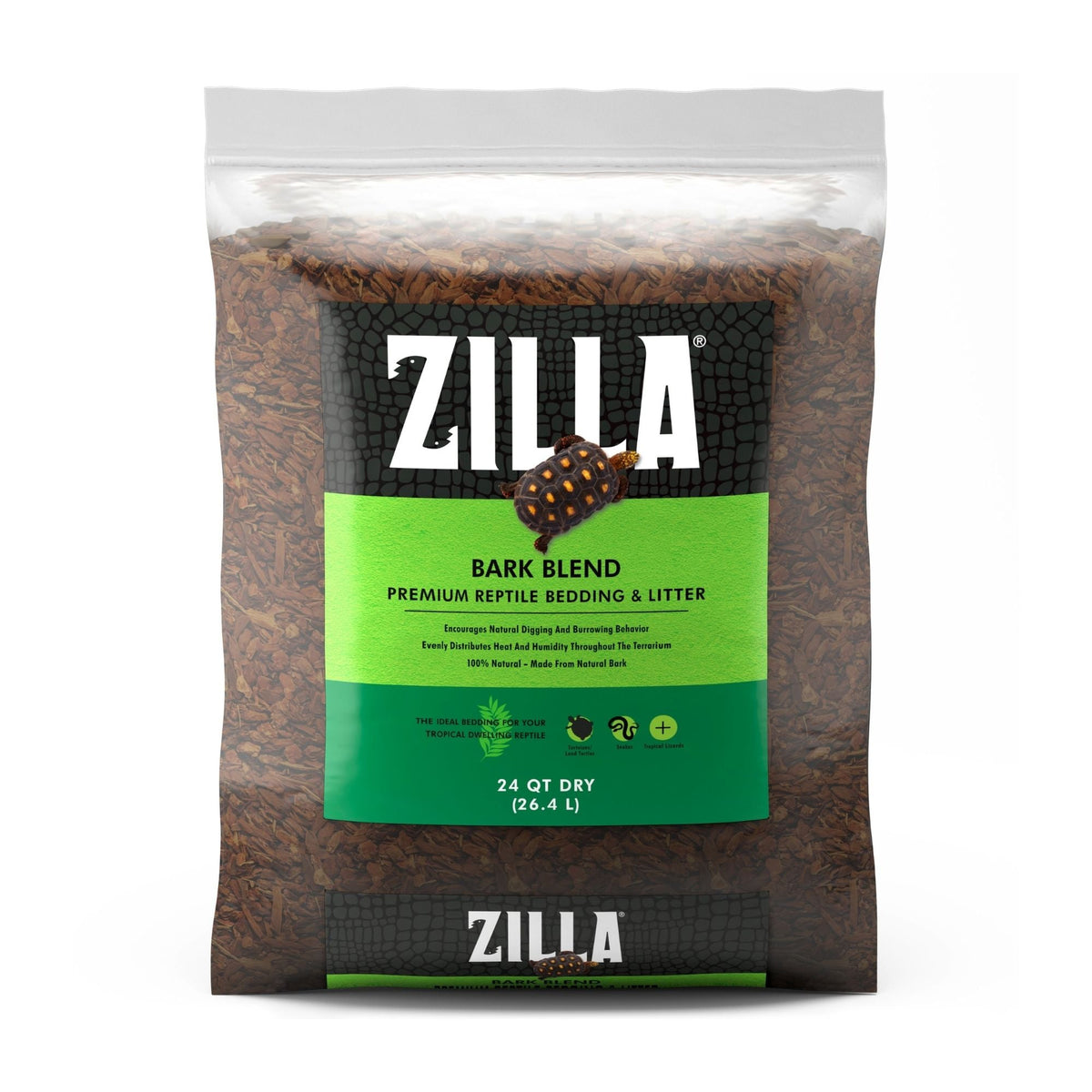 Zilla Bark Blend reptile bedding in a 24-quart bag