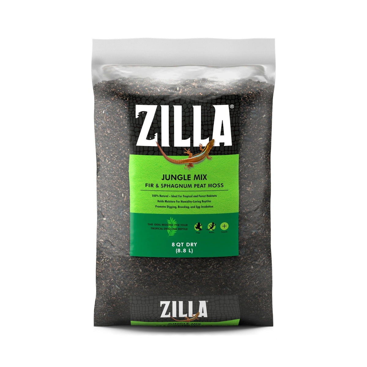 Zilla Jungle Mix bioactive substrate in an 8-quart bag