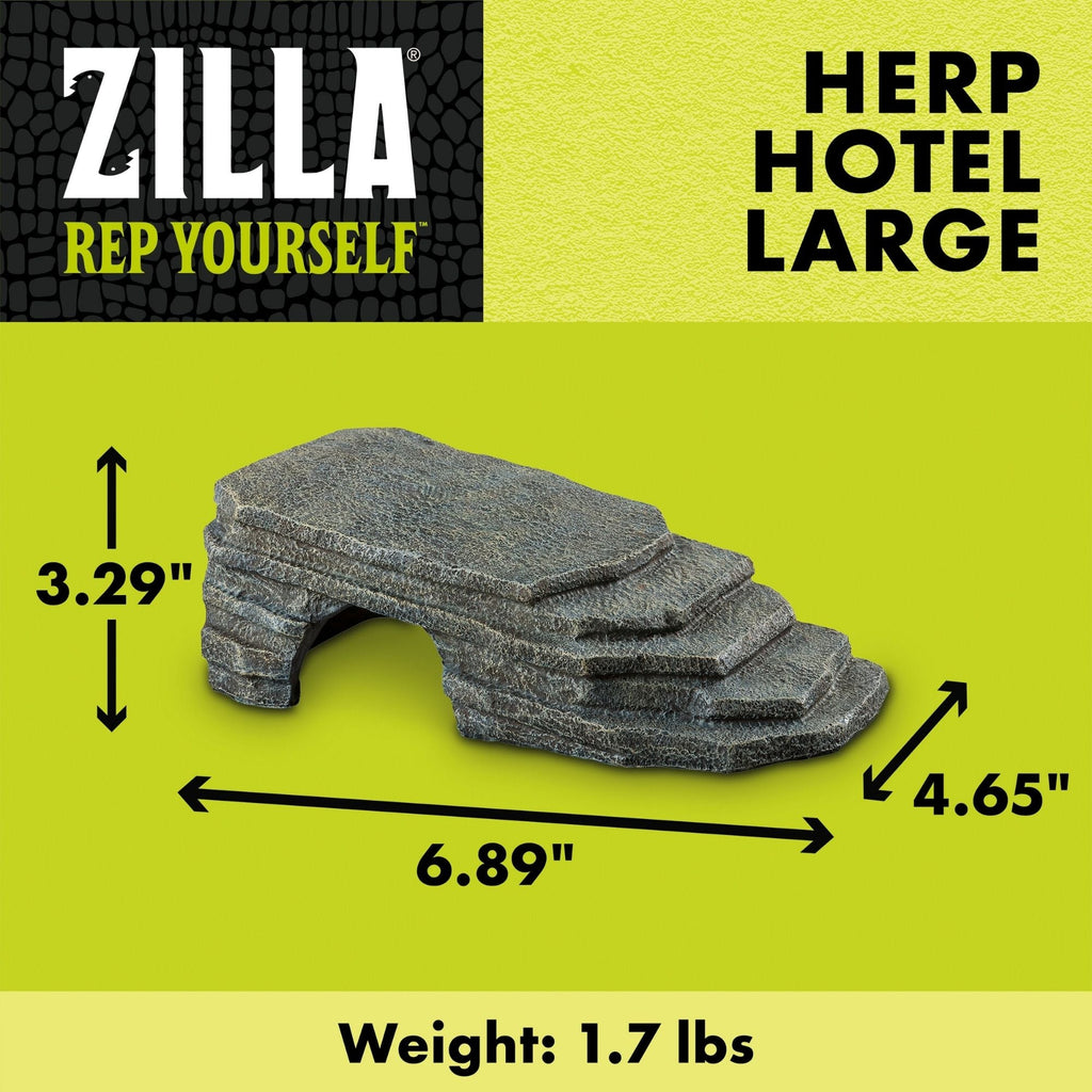 Large Zilla Herp Hotel showing interior hide openings