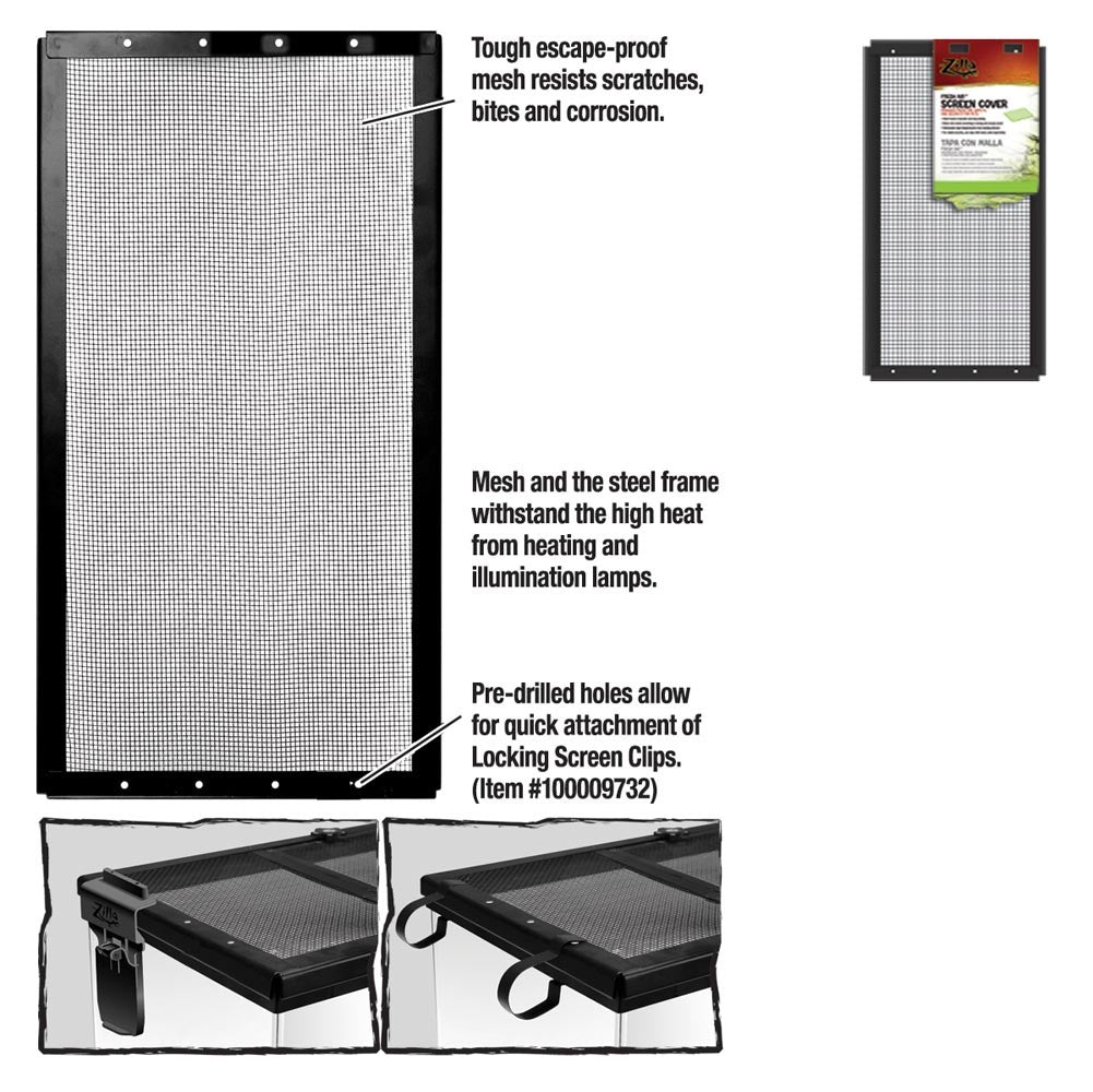 Zilla Fresh Air Screen Cover 16 x 8 in steel mesh terrarium lid