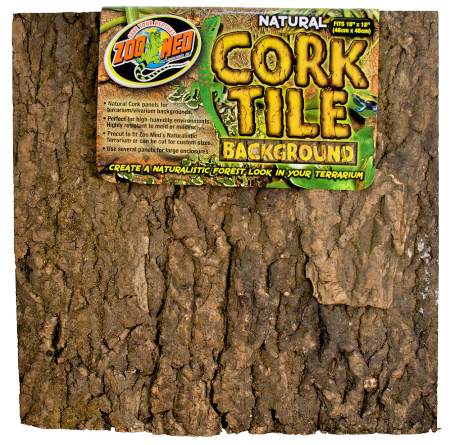 Zoo Med natural cork tile terrarium background — 18 × 18 in