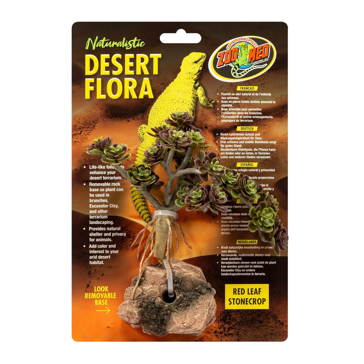 Zoo Med Desert Flora artificial red leaf stonecrop plant with removable base