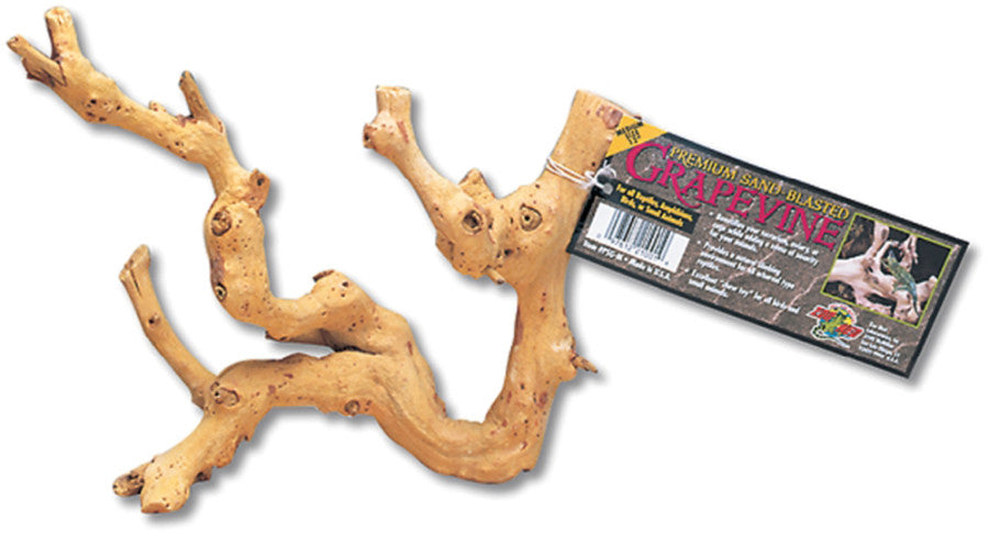 Zoo Med Premium Sand Blasted Grapevine — medium 12-inch natural climbing branch