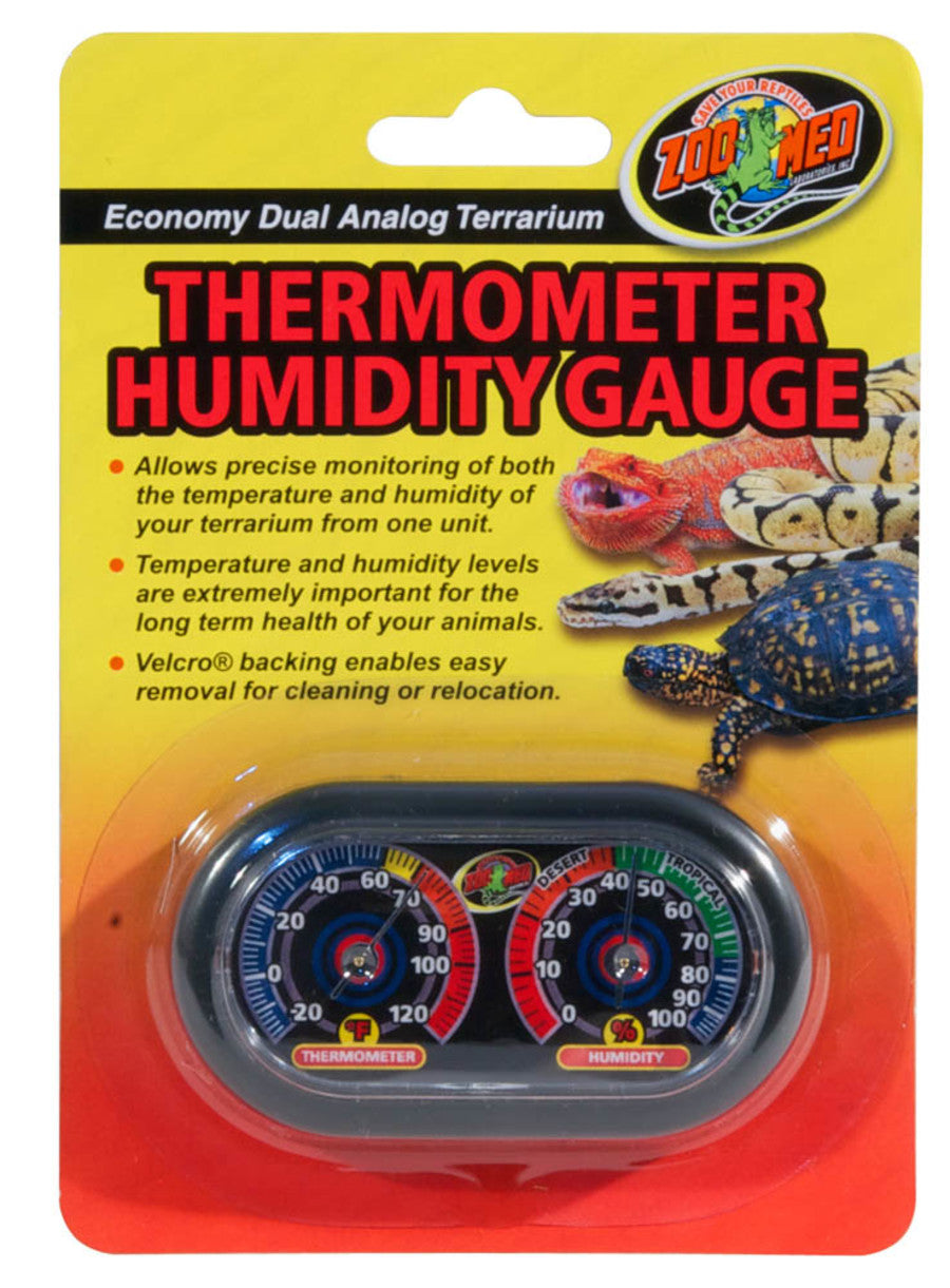 Zoo Med TH-27 dual analog terrarium thermometer and humidity gauge