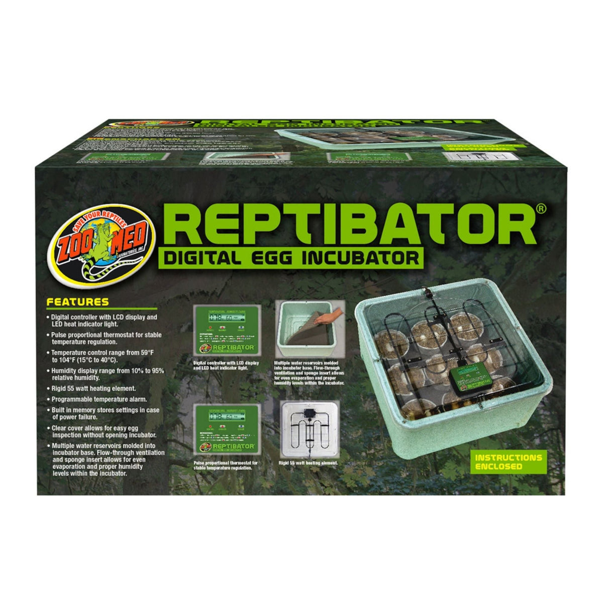 Zoo Med ReptiBator digital reptile egg incubator with clear lid and LCD controls