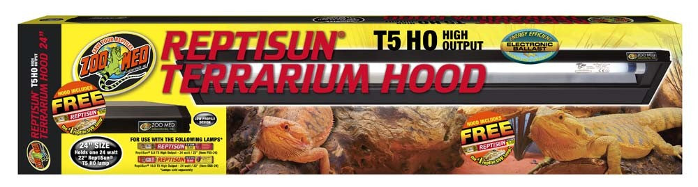 Zoo Med ReptiSun T5 HO Hood with 5.0 UVB - 24 in
