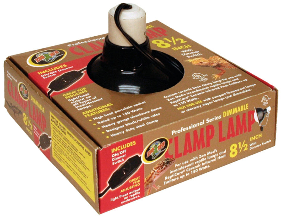 Zoo Med Professional Dimmable Clamp Lamp with 8.5-inch black reflector