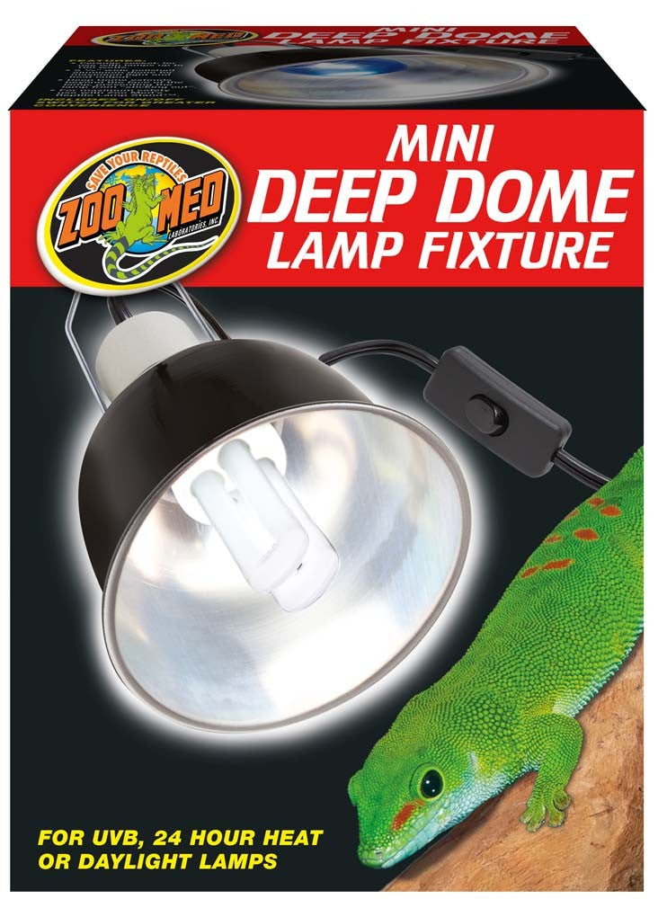 Zoo Med Mini Deep Dome 5.5-inch reptile lamp fixture in black