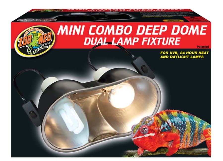 Zoo Med Mini Combo Deep Dome fixture with two 5.5-inch reflectors