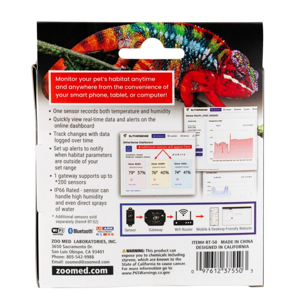 Zoo Med SlitherSense remote reptile habitat monitoring system
