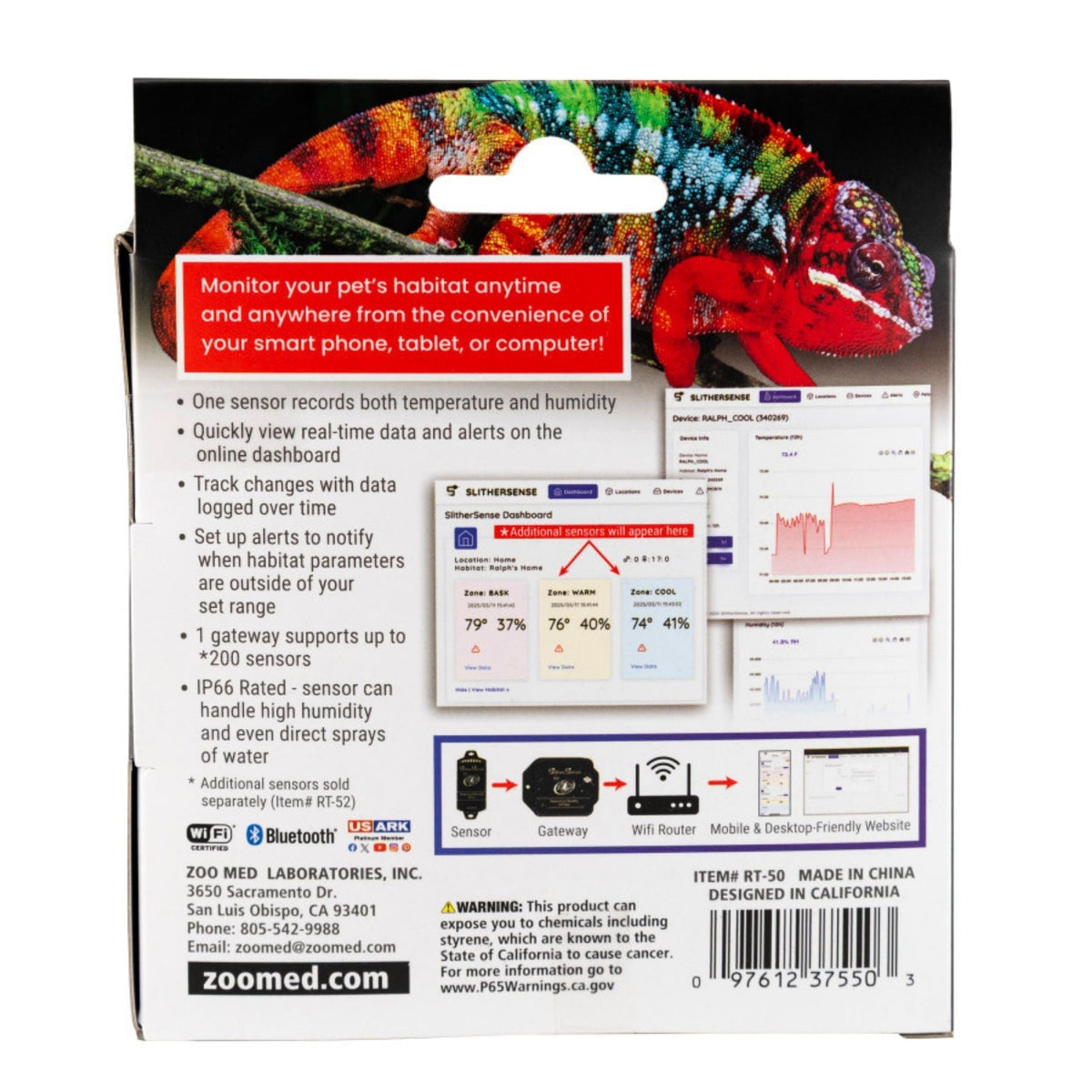 Zoo Med SlitherSense remote reptile habitat monitoring system