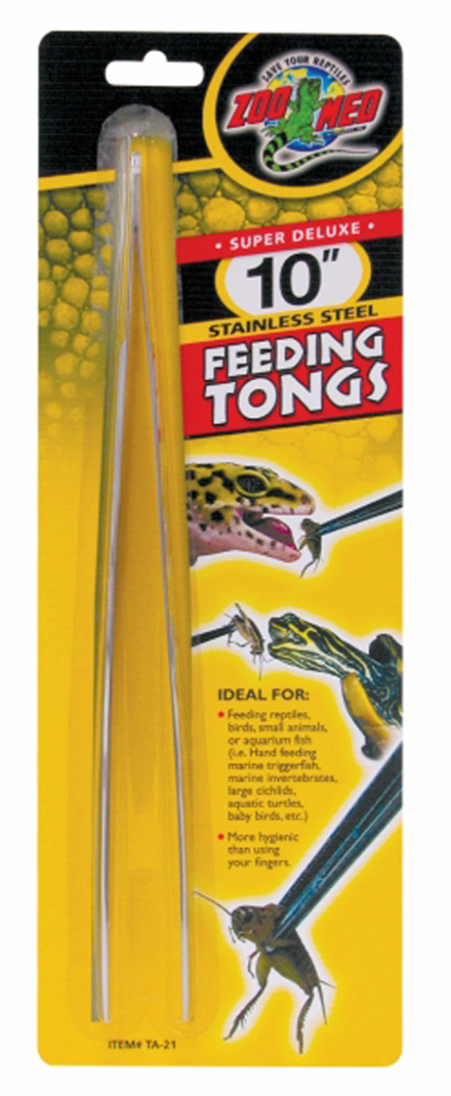 Zoo Med Super Deluxe stainless steel reptile feeding tongs — 10 in