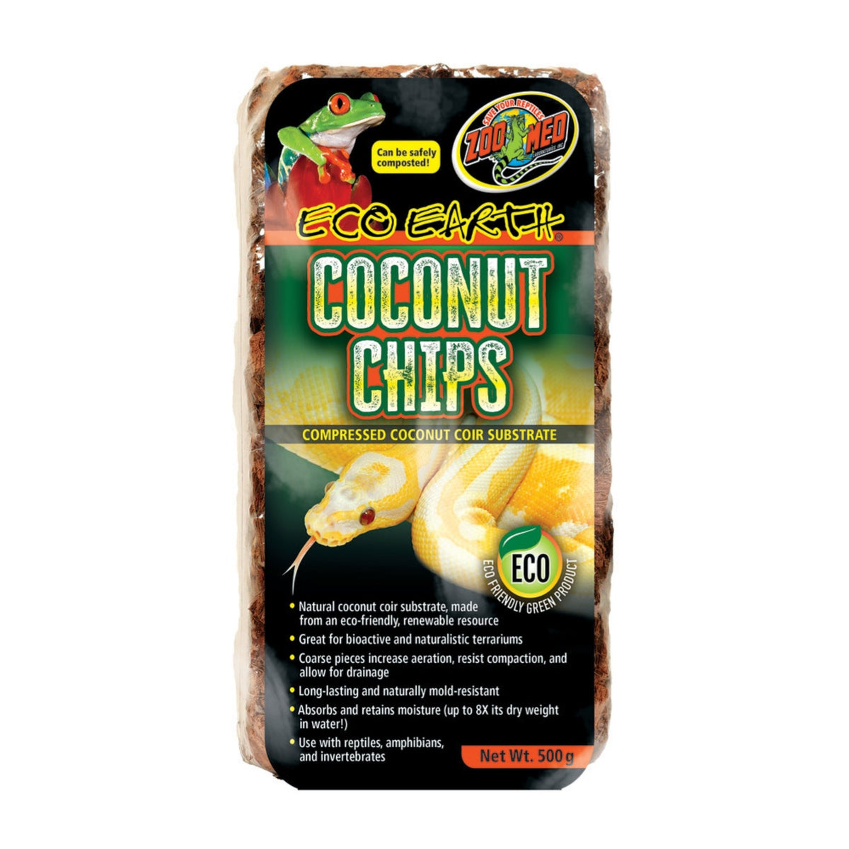 Zoo Med Eco Earth coconut chips substrate — one compressed brick