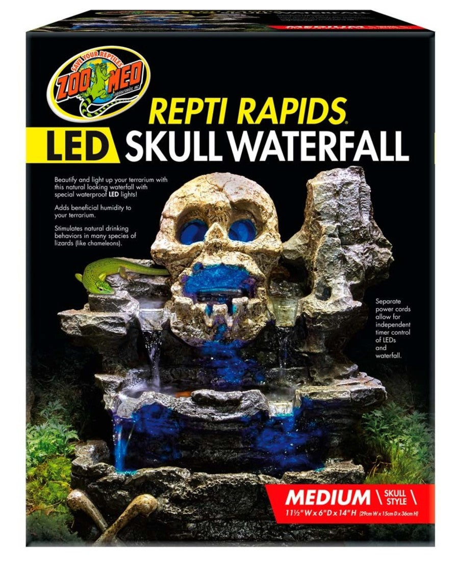Zoo Med Repti Rapids LED Waterfall – Medium Skull