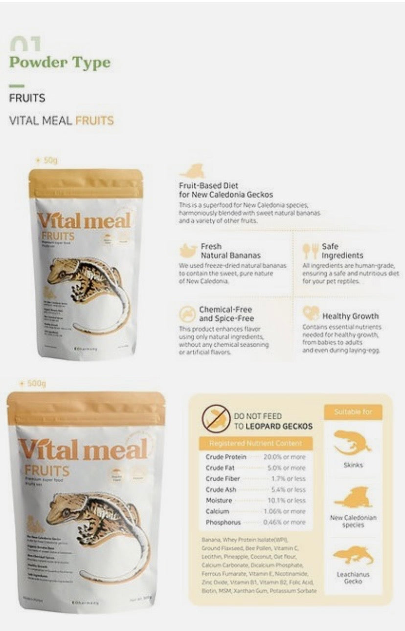 VitaMeal Fruits label details; packaging may differ by selected size